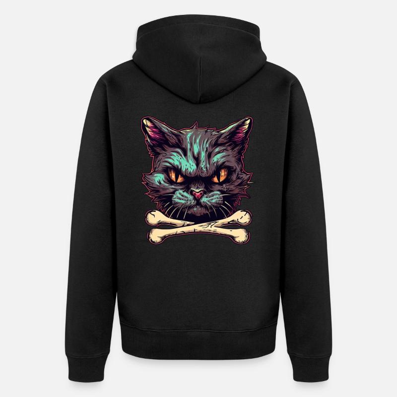 Devils Cat - Böse Katze - Unisex Premium Bio Zip Hoodie - Schwarz