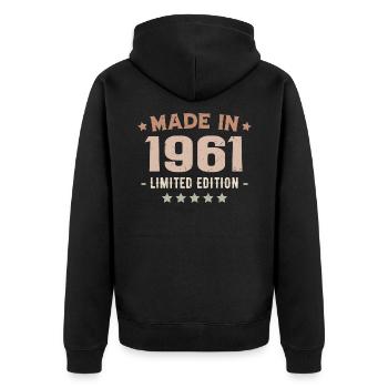 Made in 1961 Birthday Gift 1961 Vintage 1961 - Unisex Premium Organic Zip Hoodie - black - Back - Nico (187cm)