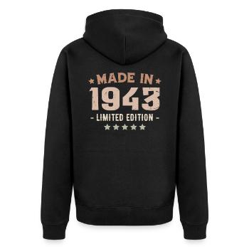 Made in 1943 Birthday Gift 1943 Vintage 1943 - Unisex Premium Organic Zip Hoodie - black - Back - Nico (187cm)