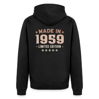 Made In 1959 Cadeau Anniversaire 1959 Vintage 1959 - Veste à capuche bio Premium Unisexe - noir - Dos - Nico (187cm)