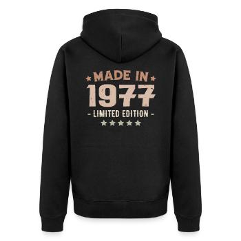 Made in 1977 Birthday Gift 1977 Vintage 1977 - Unisex Premium Organic Zip Hoodie - black - Back - Nico (187cm)