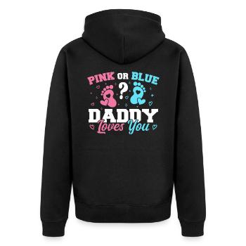 Pink Or Blue Daddy Loves You - Funny Gender reveal - Veste à capuche bio Premium Unisexe - noir - Dos - Nico (187cm)