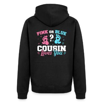 Pink Or Blue Cousin Loves You - Cousin - Veste à capuche bio Premium Unisexe - noir - Dos - Nico (187cm)