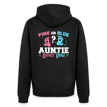 Pink Or Blue Auntie Loves You Gender reveal Auntie - Veste à capuche bio Premium Unisexe - noir - Dos - Nico (187cm)