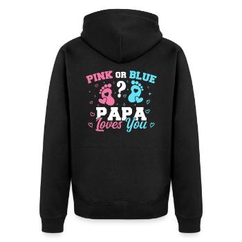 Pink Or Blue Papa Loves You - Gender reveal Papa - Unisex Premium Organic Zip Hoodie - black - Back - Nico (187cm)