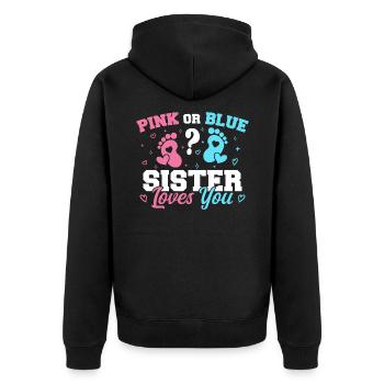 Pink Or Blue Sister Loves You Gender reveal Sister - Veste à capuche bio Premium Unisexe - noir - Dos - Nico (187cm)