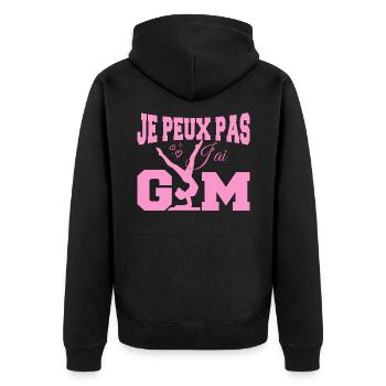 Gymnastik-Geschenk Ich kann nicht Fitnessstudio - Unisex Premium Bio Zip Hoodie - Schwarz - Hinten - Nico (187cm)