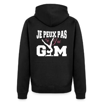 Gymnastik-Geschenk Ich kann nicht Fitnessstudio - Unisex Premium Bio Zip Hoodie - Schwarz - Hinten - Nico (187cm)