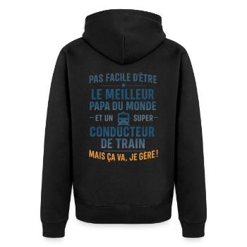 Super Papa Conducteur de train cheminot - Veste à capuche bio Premium Unisexe - noir - Dos - Nico (187cm)