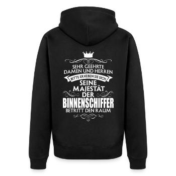 BINNENSCHIFFER - Unisex Premium Bio Zip Hoodie - Schwarz - Hinten - Nico (187cm)