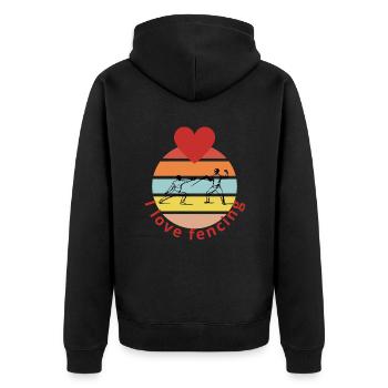 I love fencing - Unisex Premium Bio Zip Hoodie - Schwarz - Hinten - Nico (187cm)