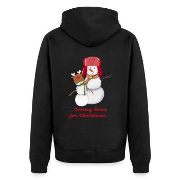 Coming home for Christmas - Unisex Premium Bio Zip Hoodie - Schwarz - Hinten - Nico (187cm)