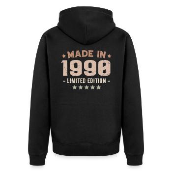Hergestellt in den 1990er Jahren Vintage Geschenk zum Jubiläum der 1990er Jahre - Unisex Premium Bio Zip Hoodie - Schwarz - Hinten - Nico (187cm)