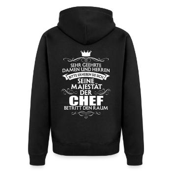 CHEF - Majestät - Unisex Premium Bio Zip Hoodie - Schwarz - Hinten - Nico (187cm)