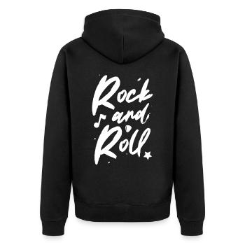 Rock and Roll - Unisex Premium Organic Zip Hoodie - black - Back - Nico (187cm)