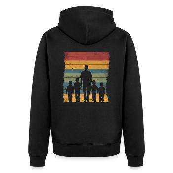 Vatertag Vater mit vier Söhnen retro vintage - Unisex Premium Bio Zip Hoodie - Schwarz - Hinten - Nico (187cm)
