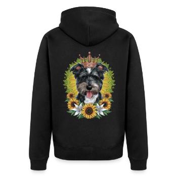 Niedliches Cartoon Design mit Norfolk Terrier - Unisex Premium Bio Zip Hoodie - Schwarz - Hinten - Nico (187cm)
