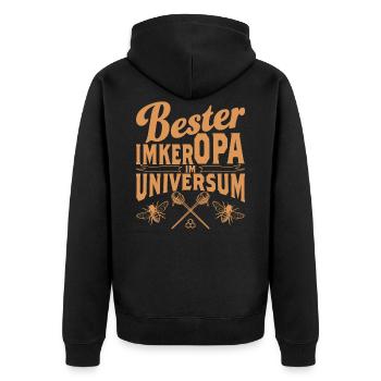 Bester Imker Opa im Universum - Unisex Premium Bio Zip Hoodie - Schwarz - Hinten - Nico (187cm)