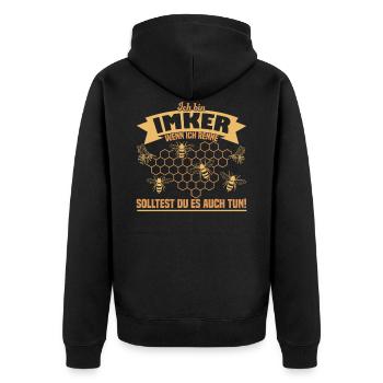 Ich bin Imker - Unisex Premium Bio Zip Hoodie - Schwarz - Hinten - Nico (187cm)
