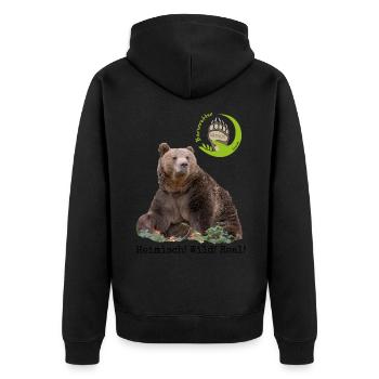 Arthos Retter HWR - Unisex Premium Bio Zip Hoodie - Schwarz - Hinten - Nico (187cm)