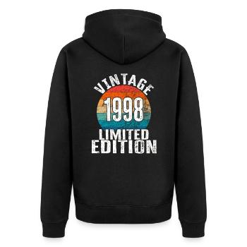 Year of birth 1998 Vintage Limited Edition Retro - Unisex Premium Organic Zip Hoodie - black - Back - Nico (187cm)