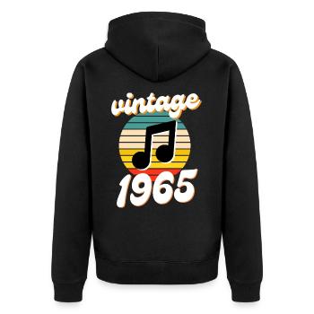 né 1965 millésime 65 idée cadeau anniversaire - Veste à capuche bio Premium Unisexe - noir - Dos - Nico (187cm)