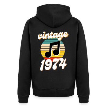 né 1974 millésime 74 idée cadeau anniversaire - Veste à capuche bio Premium Unisexe - noir - Dos - Nico (187cm)