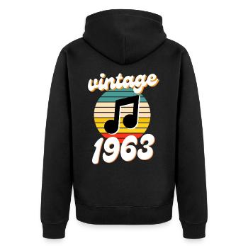 né 1963 millésime 63 idée cadeau anniversaire - Veste à capuche bio Premium Unisexe - noir - Dos - Nico (187cm)