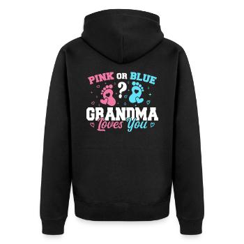 Pink Or Blue Grandma Loves You - Funny Grandma - Veste à capuche bio Premium Unisexe - noir - Dos - Nico (187cm)