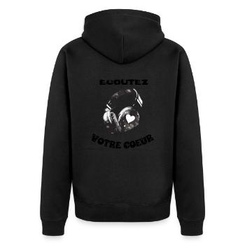 Ecoutez votre coeur - Veste à capuche bio Premium Unisexe - noir - Dos - Nico (187cm)