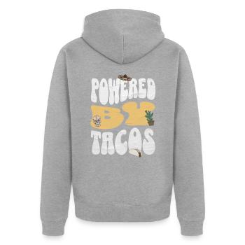 Taco - Unisex Premium Bio Zip Hoodie - Grau meliert - Hinten - Nico (187cm)