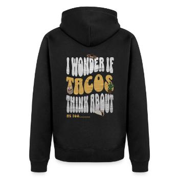 Taco - Unisex Premium Bio Zip Hoodie - Schwarz - Hinten - Nico (187cm)