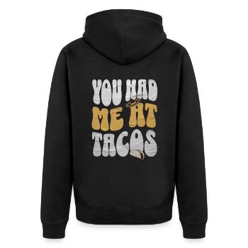 Taco - Unisex Premium Bio Zip Hoodie - Schwarz - Hinten - Nico (187cm)