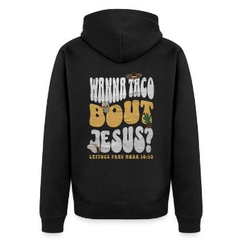 Taco - Unisex Premium Bio Zip Hoodie - Schwarz - Hinten - Nico (187cm)
