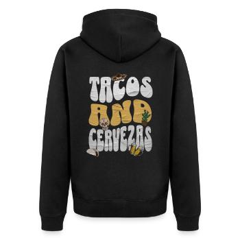 Taco - Unisex Premium Bio Zip Hoodie - Schwarz - Hinten - Nico (187cm)