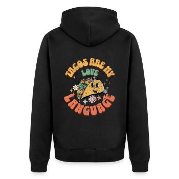 Taco - Unisex Premium Bio Zip Hoodie - Schwarz - Hinten - Nico (187cm)
