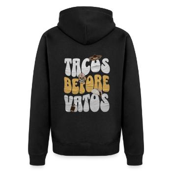 Taco - Unisex Premium Organic Zip Hoodie - black - Back - Nico (187cm)