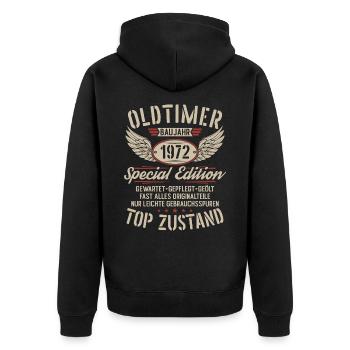 Oldtimer Baujahr 1972 Jahrgang Geburtstag Geschenk - Unisex Premium Bio Zip Hoodie - Schwarz - Hinten - Nico (187cm)