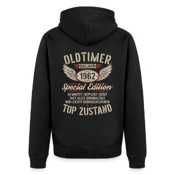 Oldtimer Baujahr 1962 Jahrgang Geburtstag Geschenk - Unisex Premium Bio Zip Hoodie - Schwarz - Hinten - Nico (187cm)