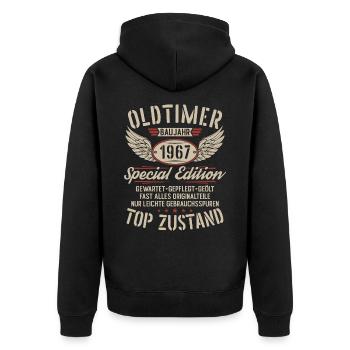 Oldtimer Baujahr 1967 Jahrgang Geburtstag Geschenk - Unisex Premium Bio Zip Hoodie - Schwarz - Hinten - Nico (187cm)