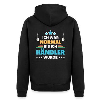 I was normal until I became a trader - Unisex Premium Organic Zip Hoodie - black - Back - Nico (187cm)
