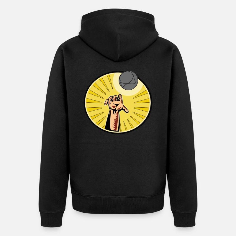 Boule Hand mit Boulekugel - Unisex Premium Bio Zip Hoodie - Schwarz