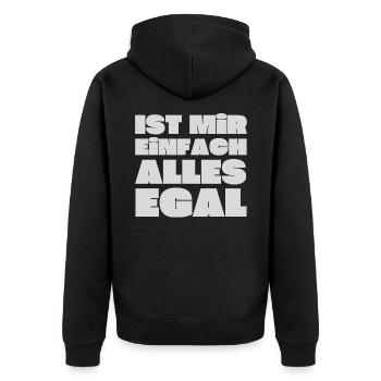 Ist mir einfach alles egal! - Unisex Premium Bio Zip Hoodie - Schwarz - Hinten - Nico (187cm)