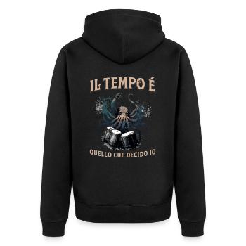 Il Tempo Quello Che Decido Io Strumento Musicale - Unisex Premium Bio Zip Hoodie - Schwarz - Hinten - Nico (187cm)