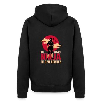 Der Coolste Ninja In Der Schule Ninja Karneval - Unisex Premium Bio Zip Hoodie - Schwarz - Hinten - Nico (187cm)