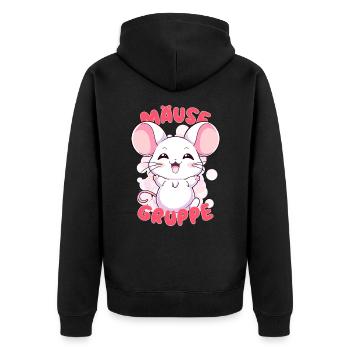 Süßes Mäusegruppe Kindergarten Gruppentier - Unisex Premium Bio Zip Hoodie - Schwarz - Hinten - Nico (187cm)