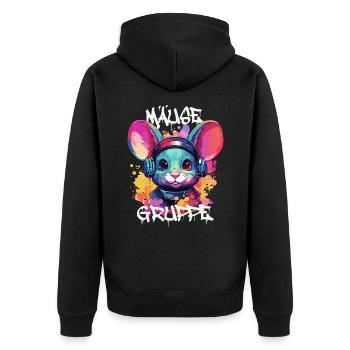 Graffiti Mäusegruppe Kindergarten Gruppentier - Unisex Premium Bio Zip Hoodie - Schwarz - Hinten - Nico (187cm)