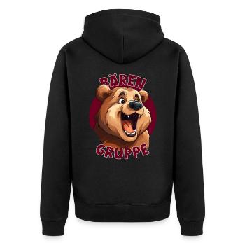 Cartoon Bärengruppe Kindergarten Gruppentier - Unisex Premium Bio Zip Hoodie - Schwarz - Hinten - Nico (187cm)