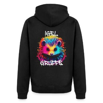 Graffiti Igelgruppe Kindergarten Gruppentier - Unisex Premium Bio Zip Hoodie - Schwarz - Hinten - Nico (187cm)