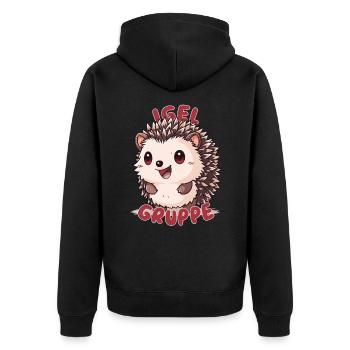 Süßes Igelgruppe Kindergarten Gruppentier - Unisex Premium Bio Zip Hoodie - Schwarz - Hinten - Nico (187cm)